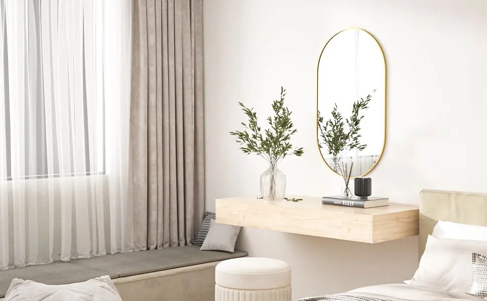 Lustro owalne 100x50cm złota rama złoto szczotkowane