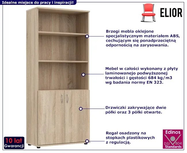 Regał biurowy z drzwiczkami dąb sonoma Frela