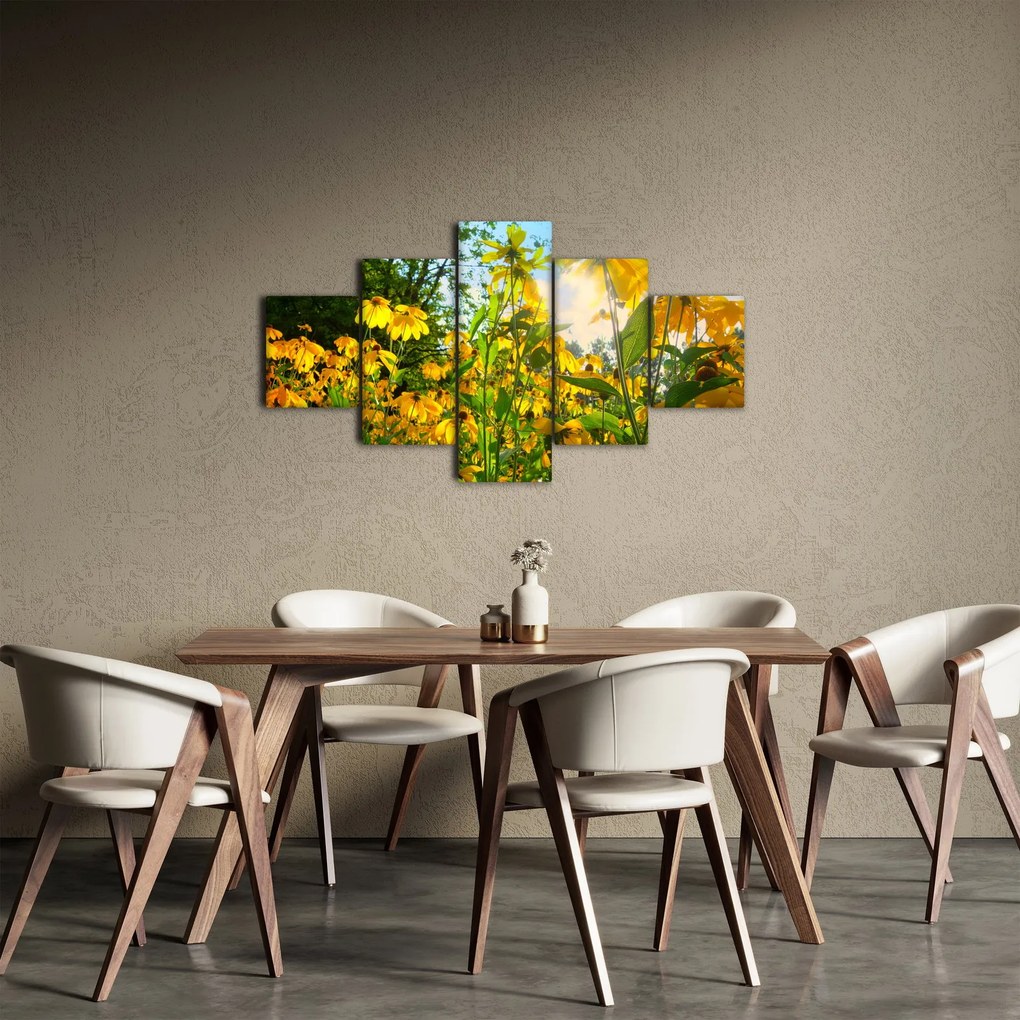 Obraz żółtych kwiatów (125x70 cm)