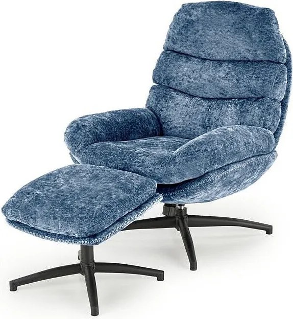 Fotel DARIO niebieski z podnóżkiem