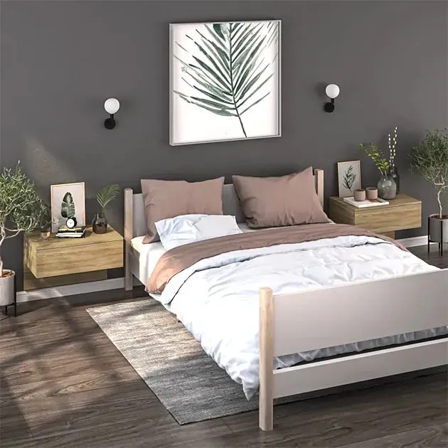 Komplet wiszących stolików nocnych dąb sonoma S6-D34
