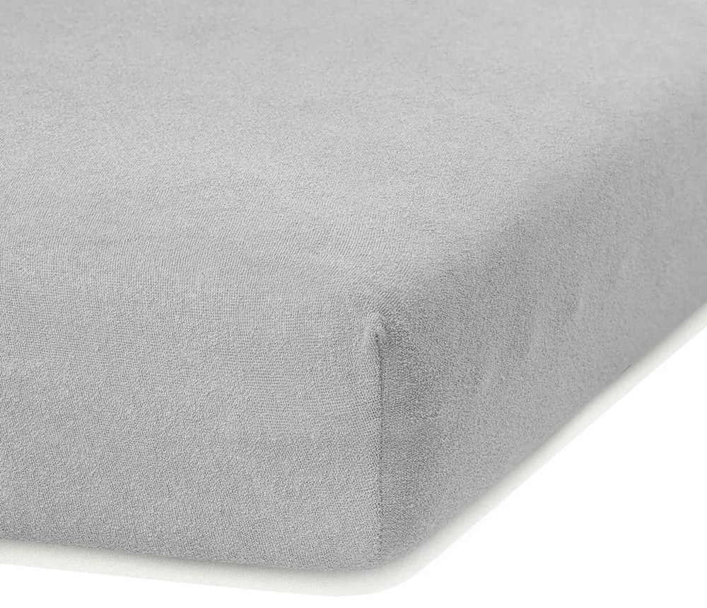 Jasnoszare prześcieradło frotte z gumką 140x200 cm Ruby – Restilo