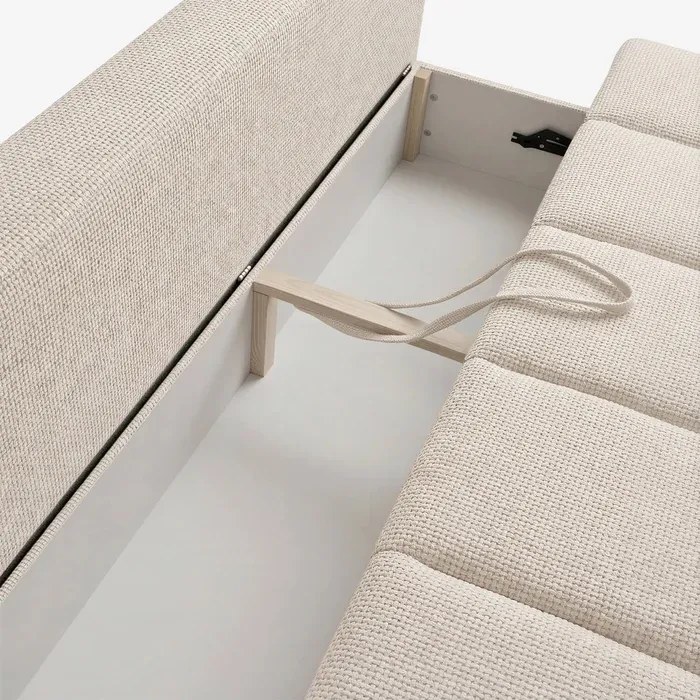 Sofa z Funkcją Spania SARIA Kremowa Szenil Nowoczesna