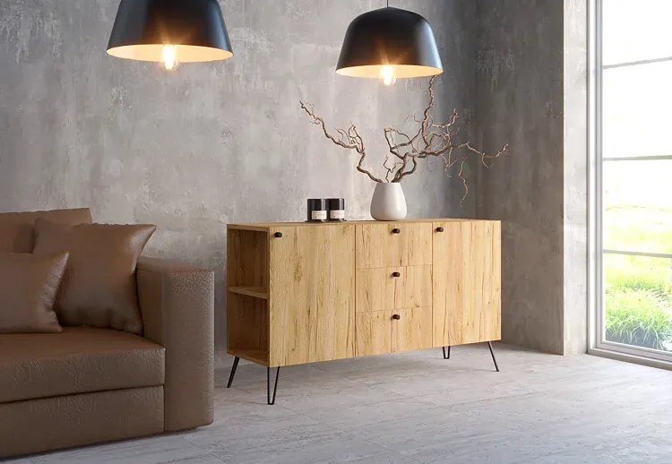 Lewostronna komoda z szufladami dąb craft N9-B05