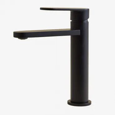 Mosiężna Bateria Umywalkowa Alameda ↑20 Cm & Czarny Matowy - Sklum