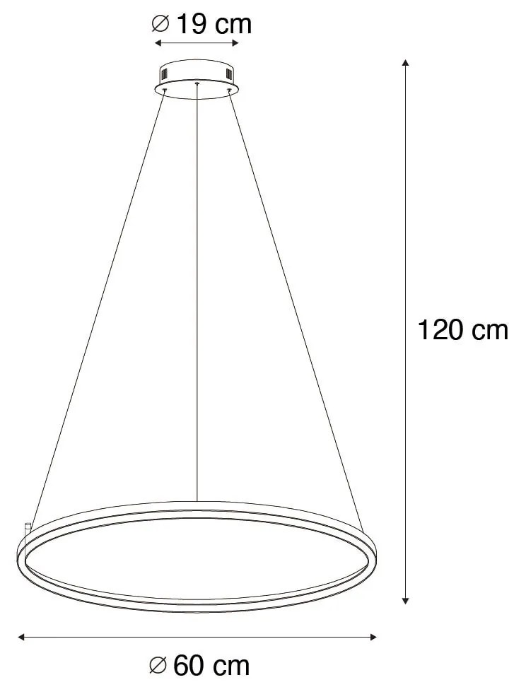 Inteligentna lampa wisząca czarna 60 cm w komplecie z LED i RGBW - Girello