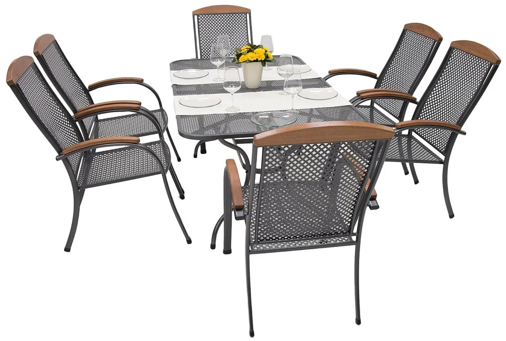 Metalowy zestaw ogrodowy PROVENCE I. 1 + 6 Stół prostokątny 190x105 cm (CT0310)