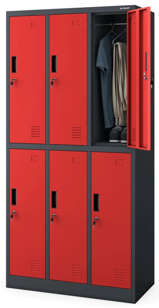 Szafka socjalna ubraniowa BHP 6-drzwiowa: IGOR, 900 x 1850 x 450 mm