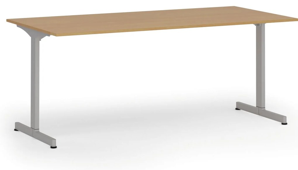 Biurko PRIMO BETA, 180x90 cm, szara podstawa, buk