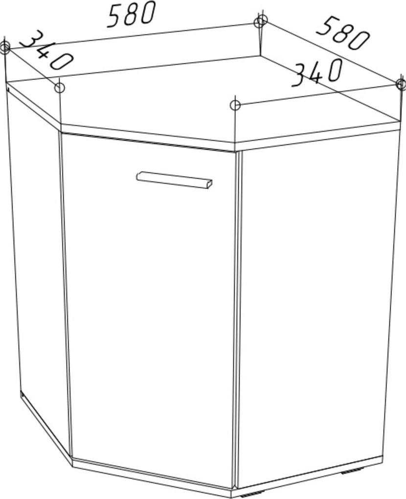 Komoda narożna z półkami grafit + dąb wotan E6-M74