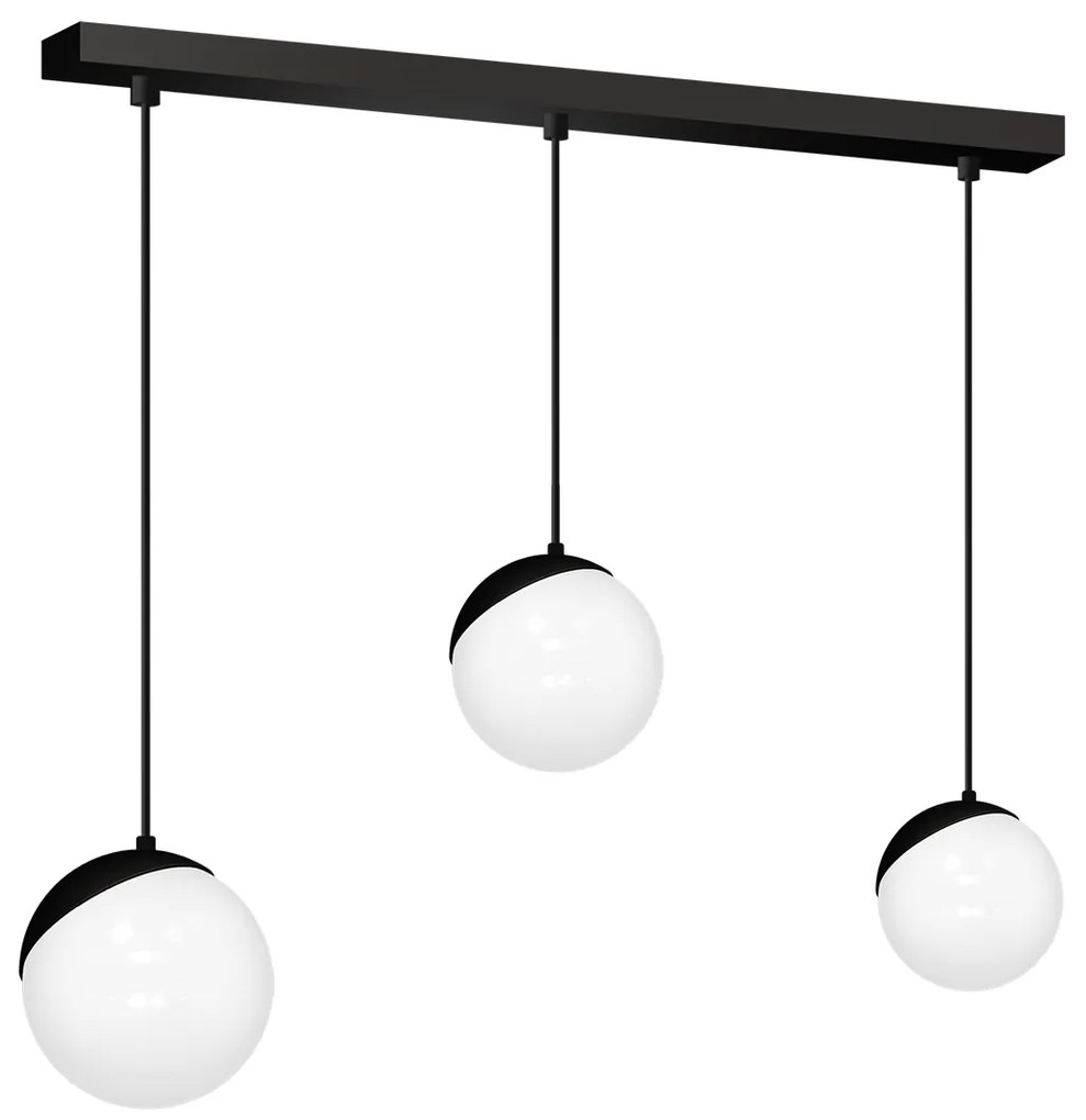 Lampa wisząca, potrójna, czarna, SFERA BLACK 3xE14