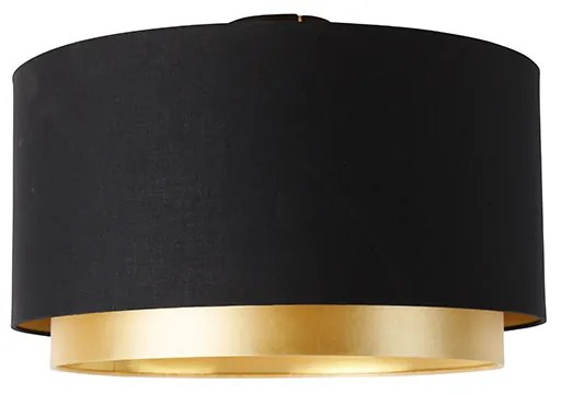 Nowoczesna lampa sufitowa czarna ze złotem 47 cm podwójny klosz - Combi Nowoczesny Oswietlenie wewnetrzne