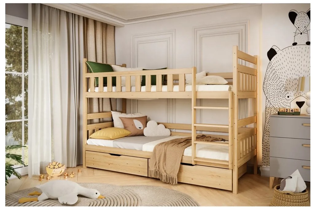 Łóżko piętrowe BARTEK 180x90 sosna lakierowana drewniane KOCOT KIDS