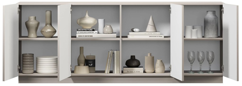 Komoda czterodrzwiowa Lorini 200 cm - kaszmir / złote uchwyty