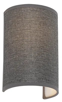 Nowoczesna lampa ścienna szara - Simple Drum Jute