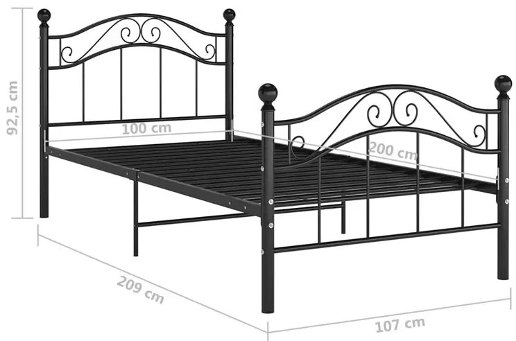 Czarne metalowe łóżko w stylu loftowym 100x200 cm - Iroz