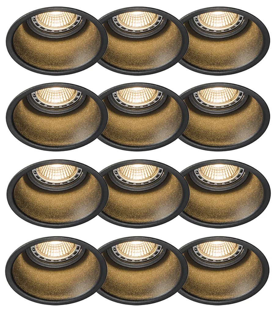 Zestaw 12 nowoczesnych reflektorów wpuszczanych czarnych - Dept
