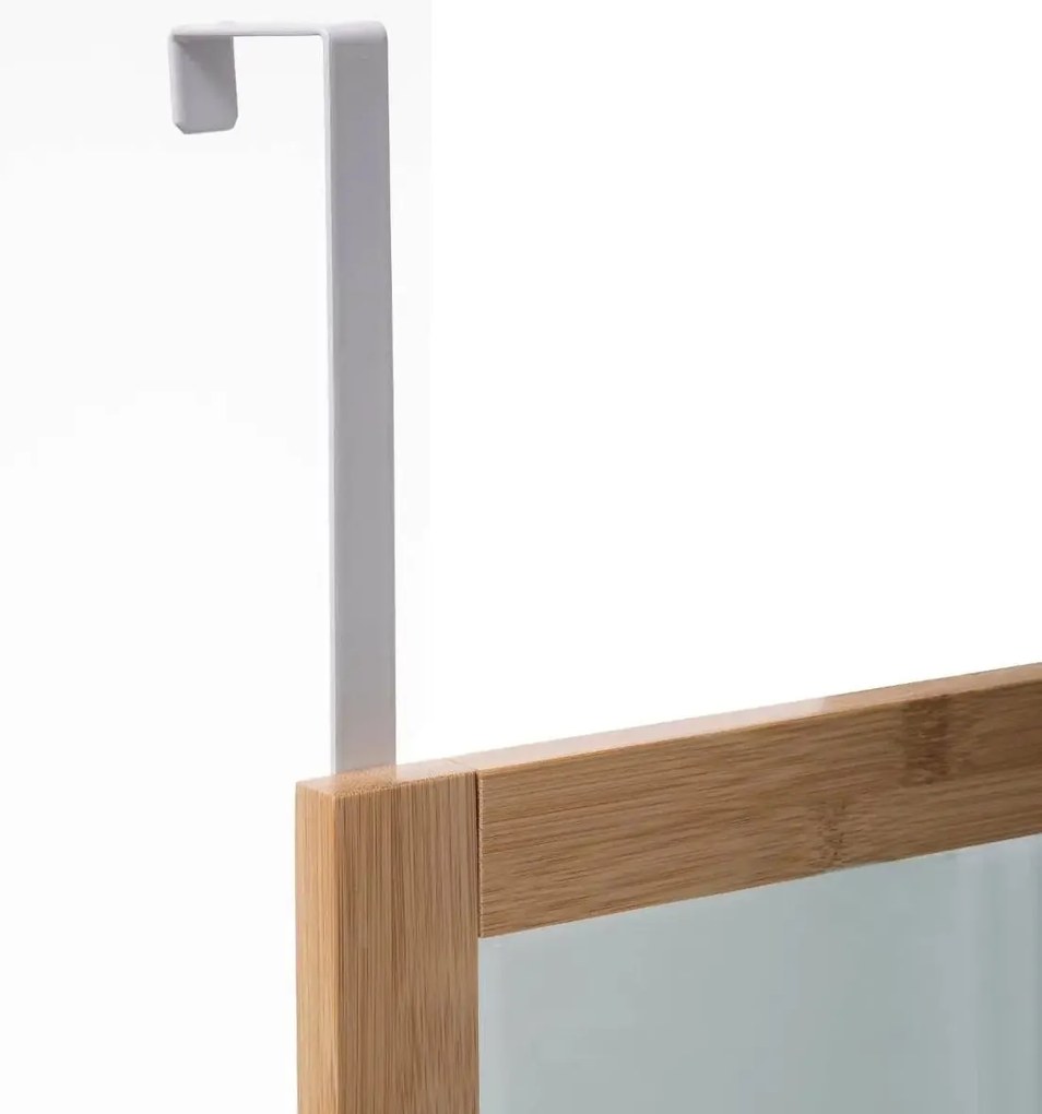 Wysokie lustro do zawieszenia na drzwi, bambusowa rama, 110 x 35 x 1,5 cm