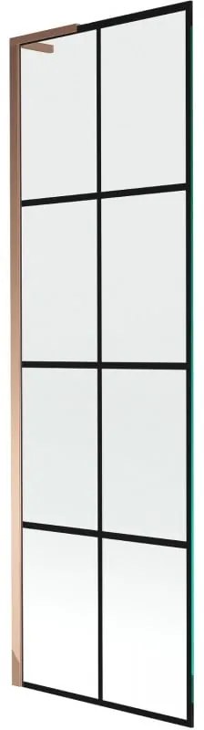 Mexen Next L parawan nawannowy 1-skrzydłowy 60 x 150 cm, czarna kratka, różowe złoto - 895-060-000-03-77-60