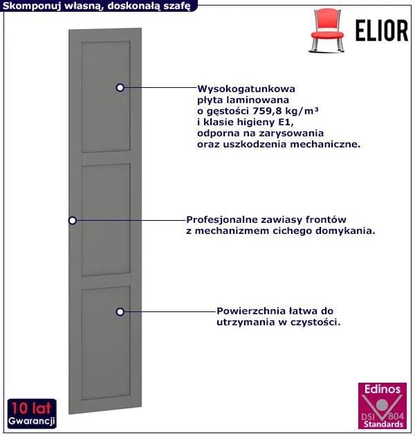 Szary front do szafy z frezami 50 cm F2-N62