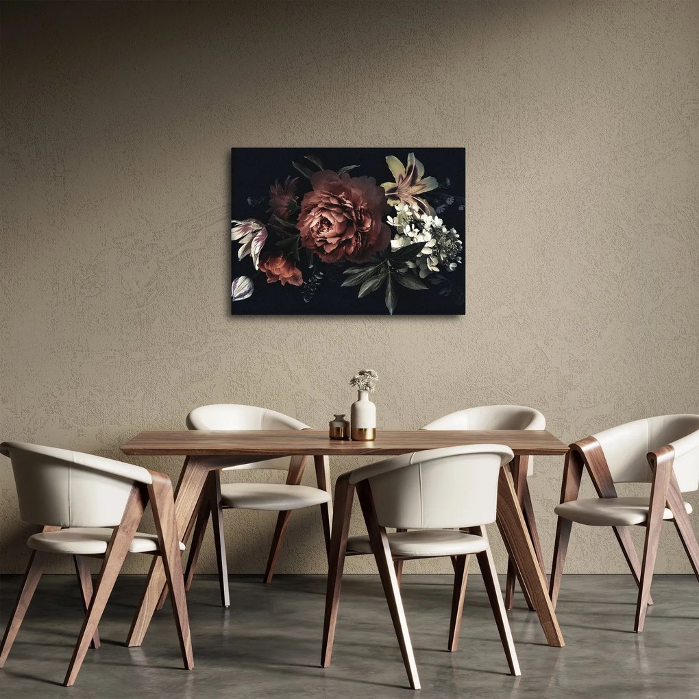Obraz - Ciemne kwiaty (70x50 cm)