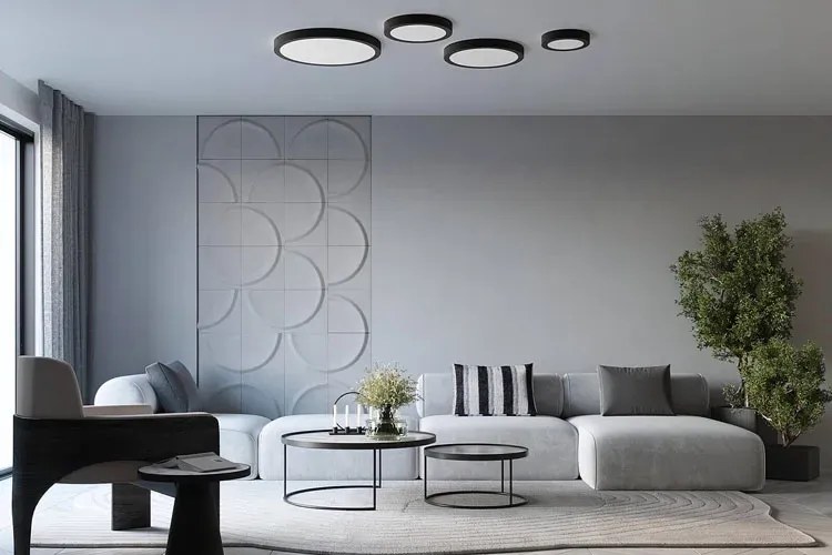 Czarny duży plafon LED okrągły 60 cm - 6X A603 W3-L53