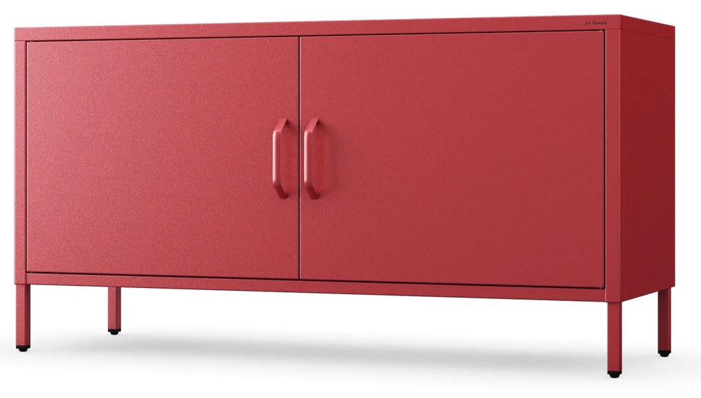 Szafka RTV metalowa na nóżkach czerwona, 1150x595x400 mm: ROSA Modern