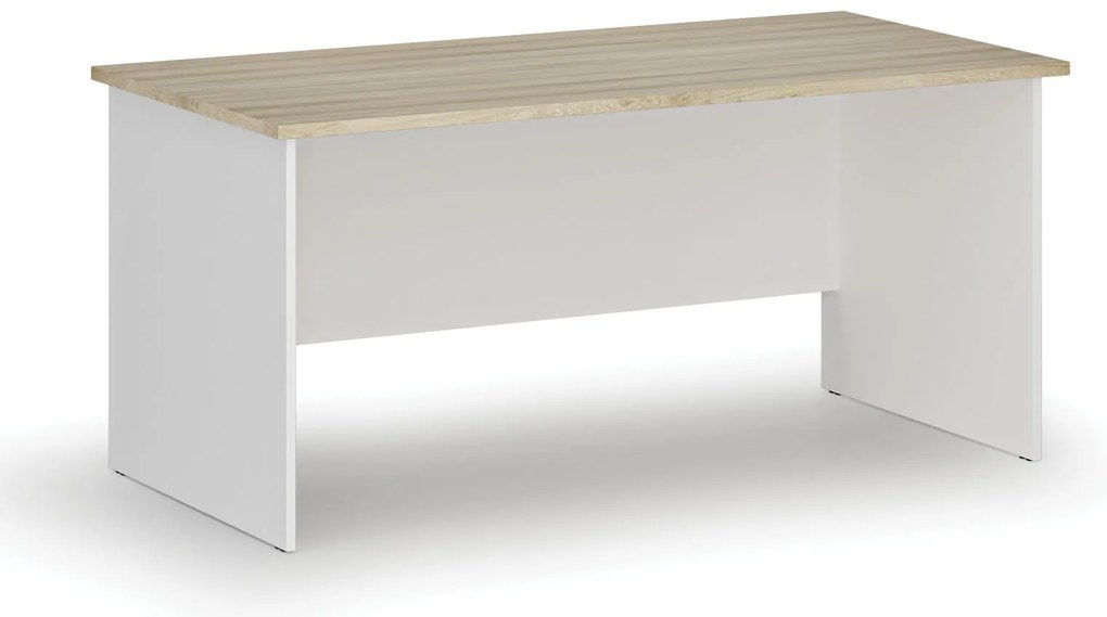 Biurko PRIMO WHITE, 160x80 cm, biały/dąb naturalny