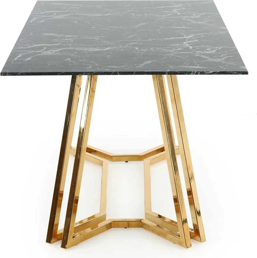 Szklany stół w stylu glamour Konami na złotych płozach