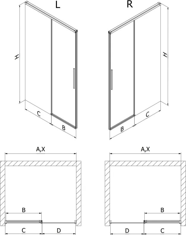 Mexen Rox drzwi prysznicowe rozsuwane 130 cm, transparent, czarne - 8C2-130-000-70-00