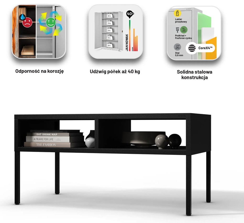 Stolik kawowy prostokątny czarny MATTEO 900 x 450 x 450 mm