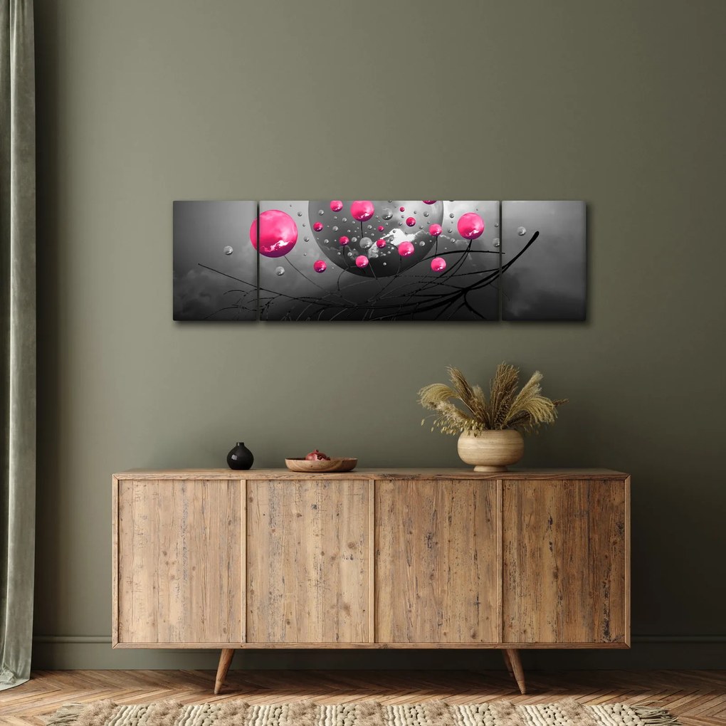 Obraz różowych abstrakcyjnych kul (170x50 cm)