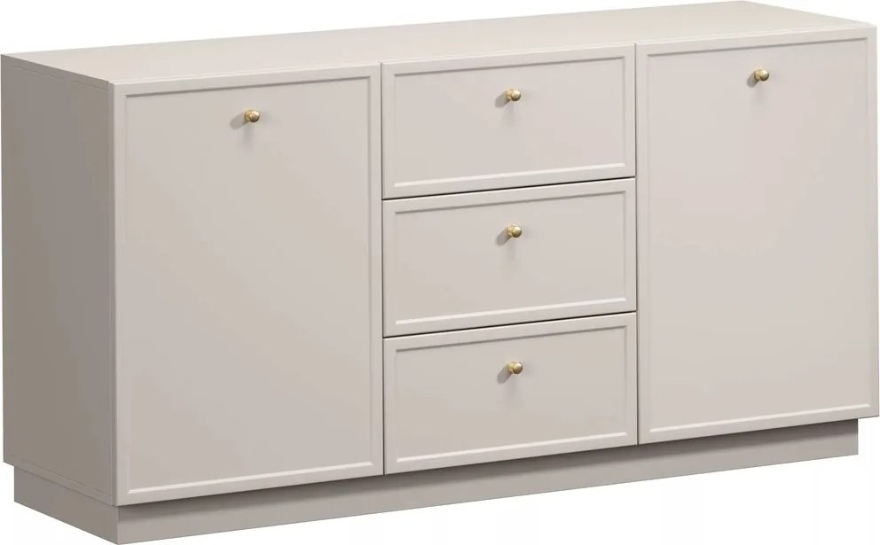 Komoda Lorini 150 cm z szufladami - kaszmir / złote uchwyty