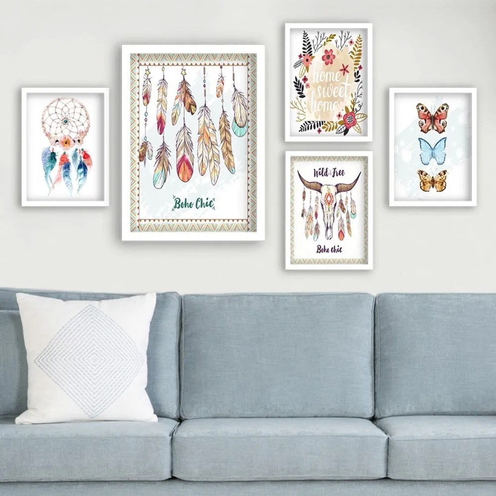 Obrazy zestaw 5 szt. Boho – Wallity
