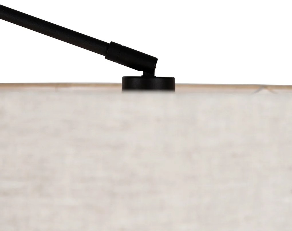 Lampa stojąca czarna z kloszem w jasnoszarym kolorze 50 cm regulowana - EditorDesignerski Oswietlenie wewnetrzne