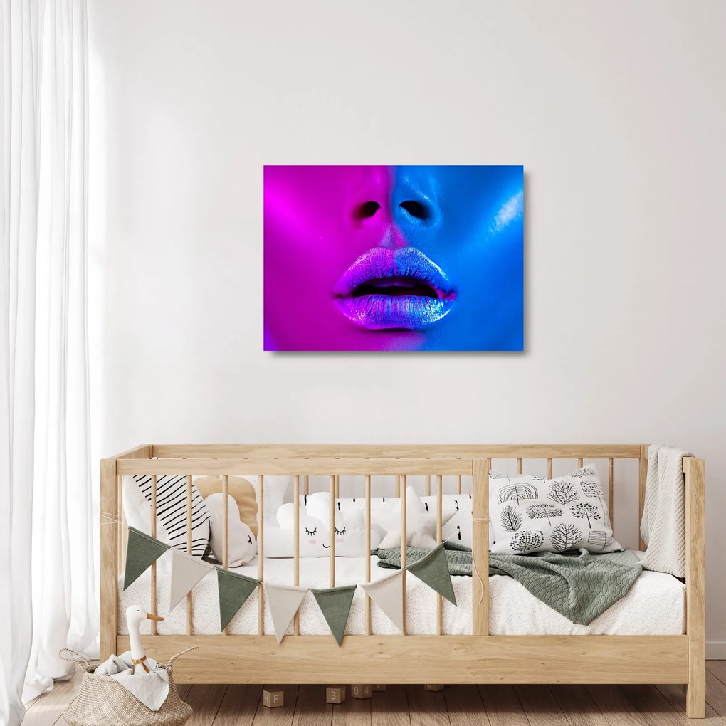Obraz na szkle kolorowych ust (70x50 cm)