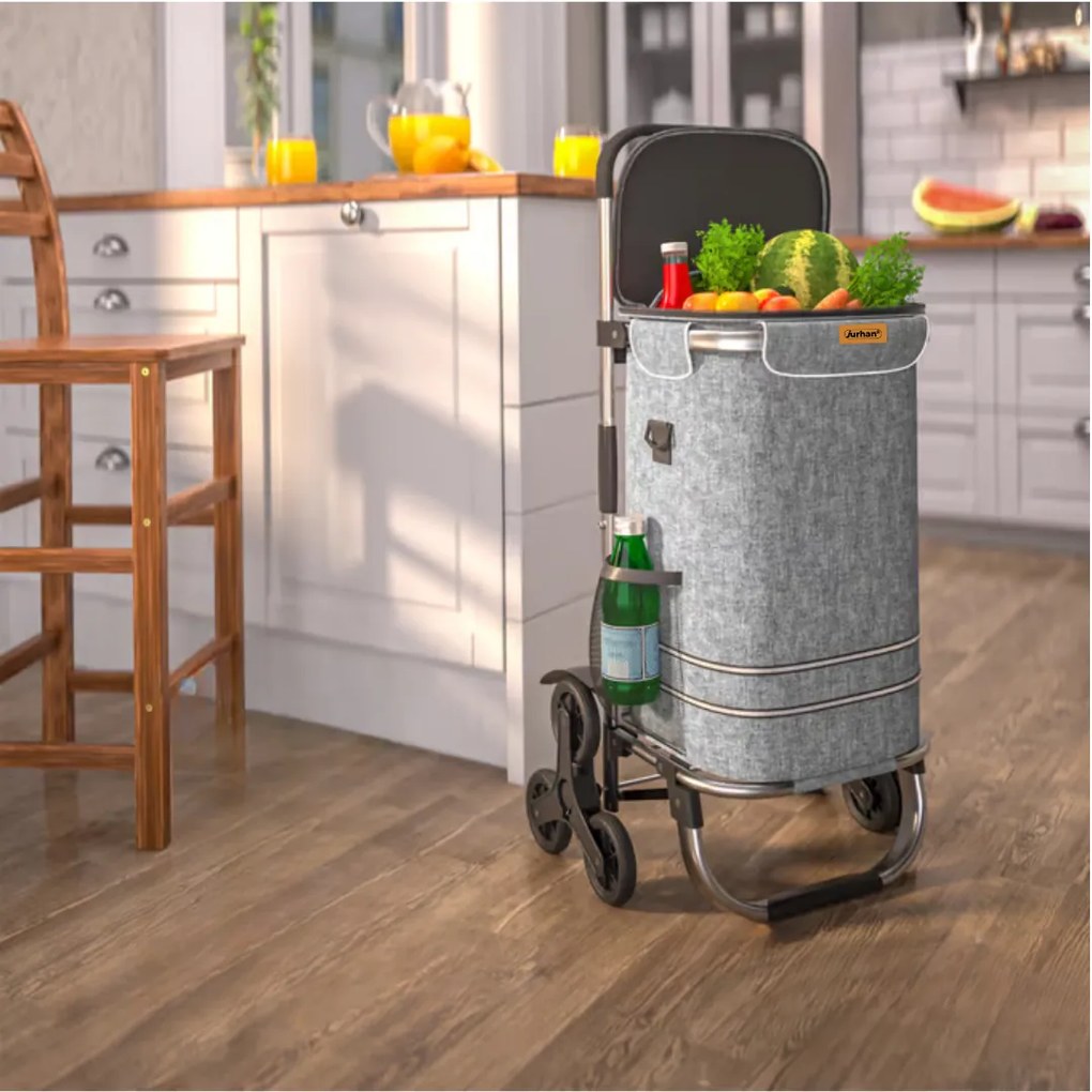 Torba na zakupy na kółkach do schodów COMFORT, 50l, szara Jurhan