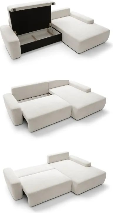 Narożnik BOULI Lewostronny z Elektryczną Regulacją wolnostojący tkanina Raven 21 Biały DOMO HOME