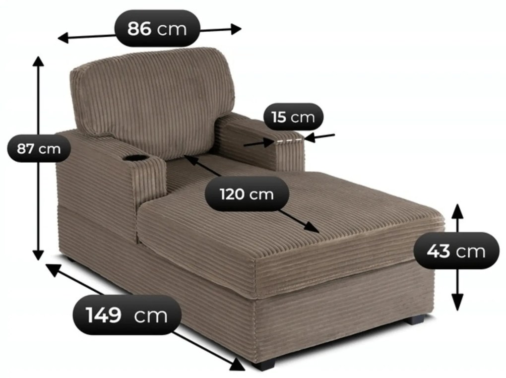 Fotel Wypoczynkowy Sofa NEO Beżowy Sztruksowy Nowoczesny
