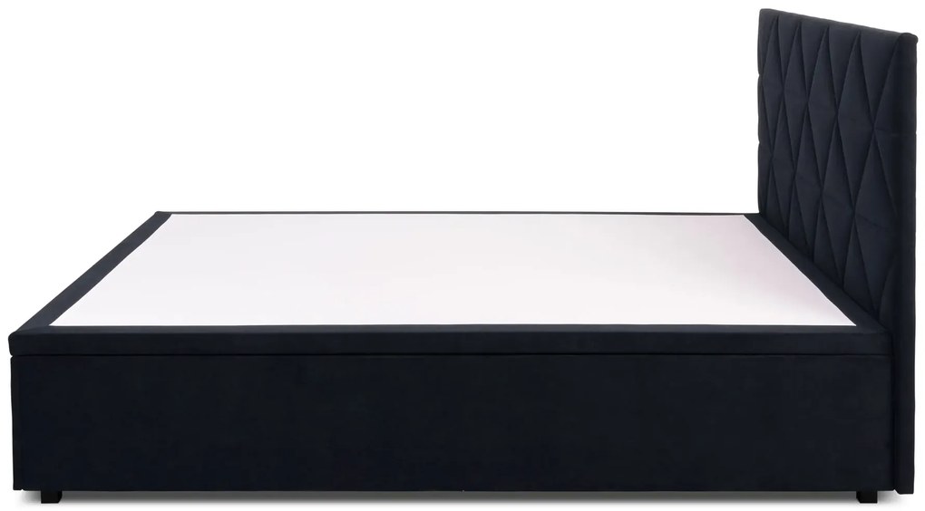 Czarne łóżko pluszowe z pojemnikiem 160x200 G7-F99