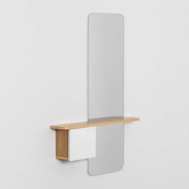 Konsola Do Przedpokoju 80x120 Cm Z Mdf Z Lustrem Varna Biały - Brąz Drewna - Sklum