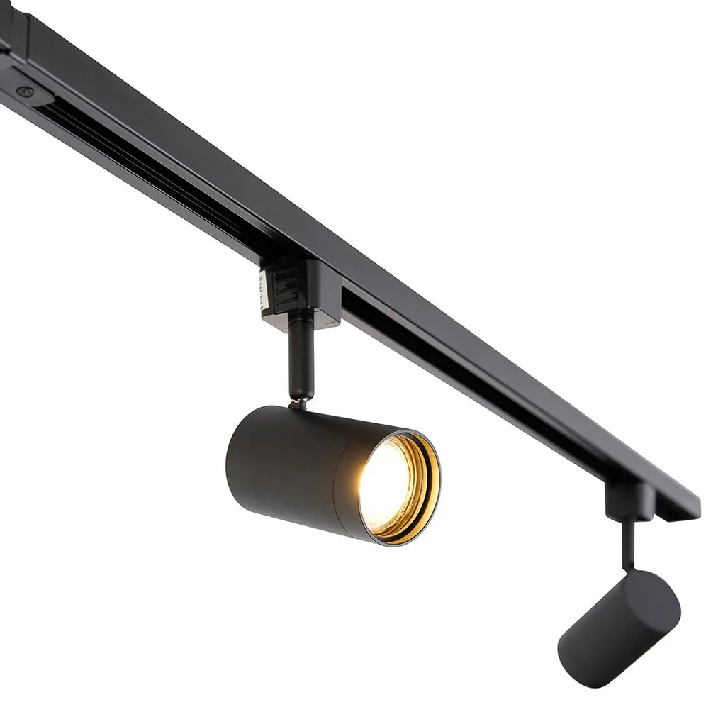 Inteligentny system oświetlenia szynowego z 6 czarnymi reflektorami jednofazowymi 200 cm - Iconic Jeana Nowoczesny Oswietlenie wewnetrzne