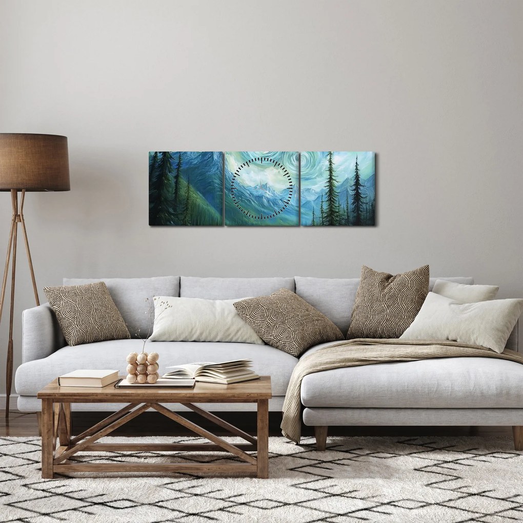 Obraz - Krajobraz z nutą Van Gogha (z zegarem) (90x30 cm)