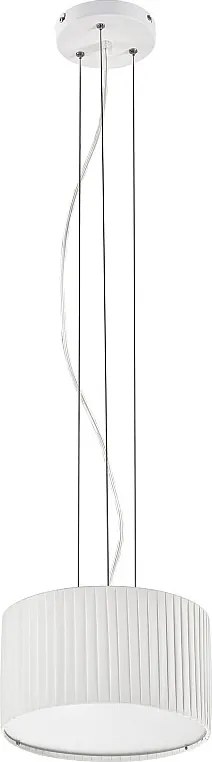 Lampa sufitowa VORADA w stylu nowoczesnym - g?. ø30 cm x wys. 150 cm - LED COB AC 12W - 1030 lm Y 3K - IP20 - syntetyczny plisowany klosz wst?gowy - stal i biel