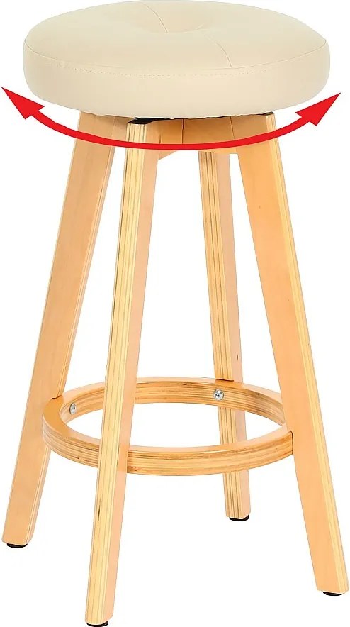 Obrotowy stołek barowy Boras,  kremowy, jasne nogi