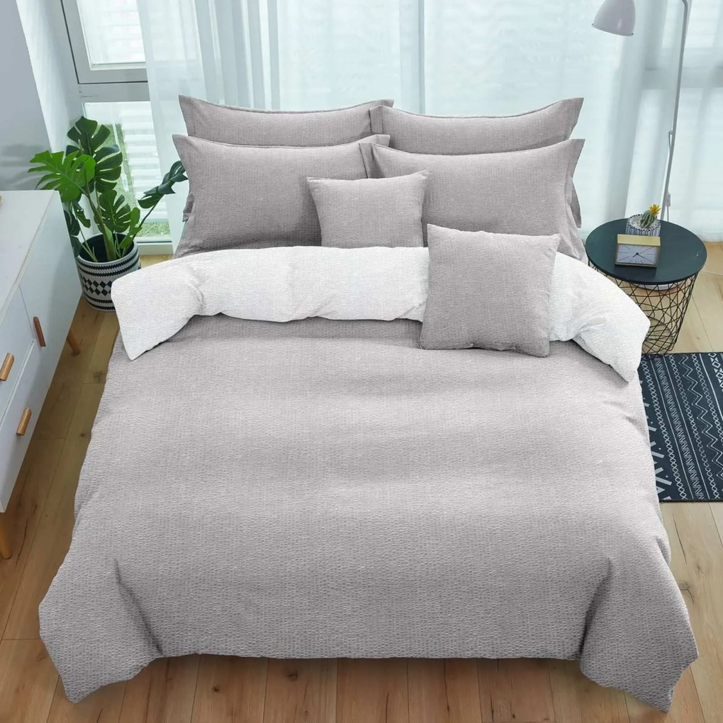 PrzytulneMieszkanie.pl PrzytulneMieszkanie.pl Pościel krepowa TABULA jasno szara + poszewka na poduszkę 40x50 cm Rozmiar pościeli: 70 x 90 cm | 140 x 200 cm