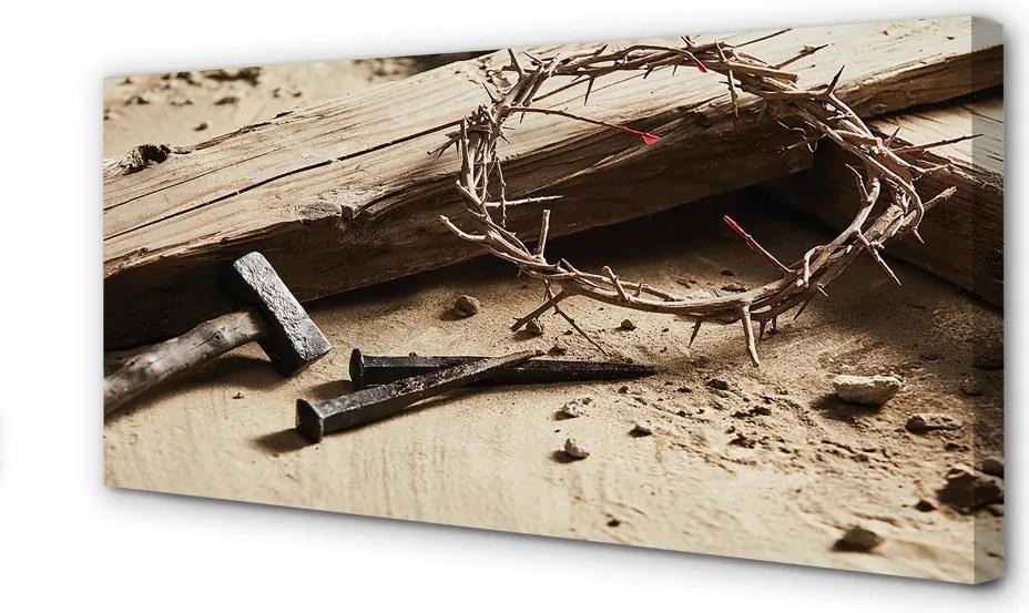 Zdjęcie na płótnie Krzyż, Ciernie i Młotek