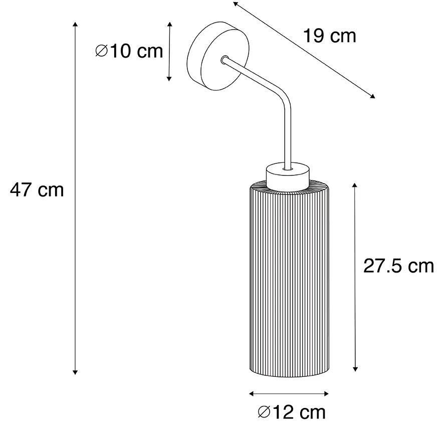 Lampa ścienna art deco złota ze szkłem - Laura