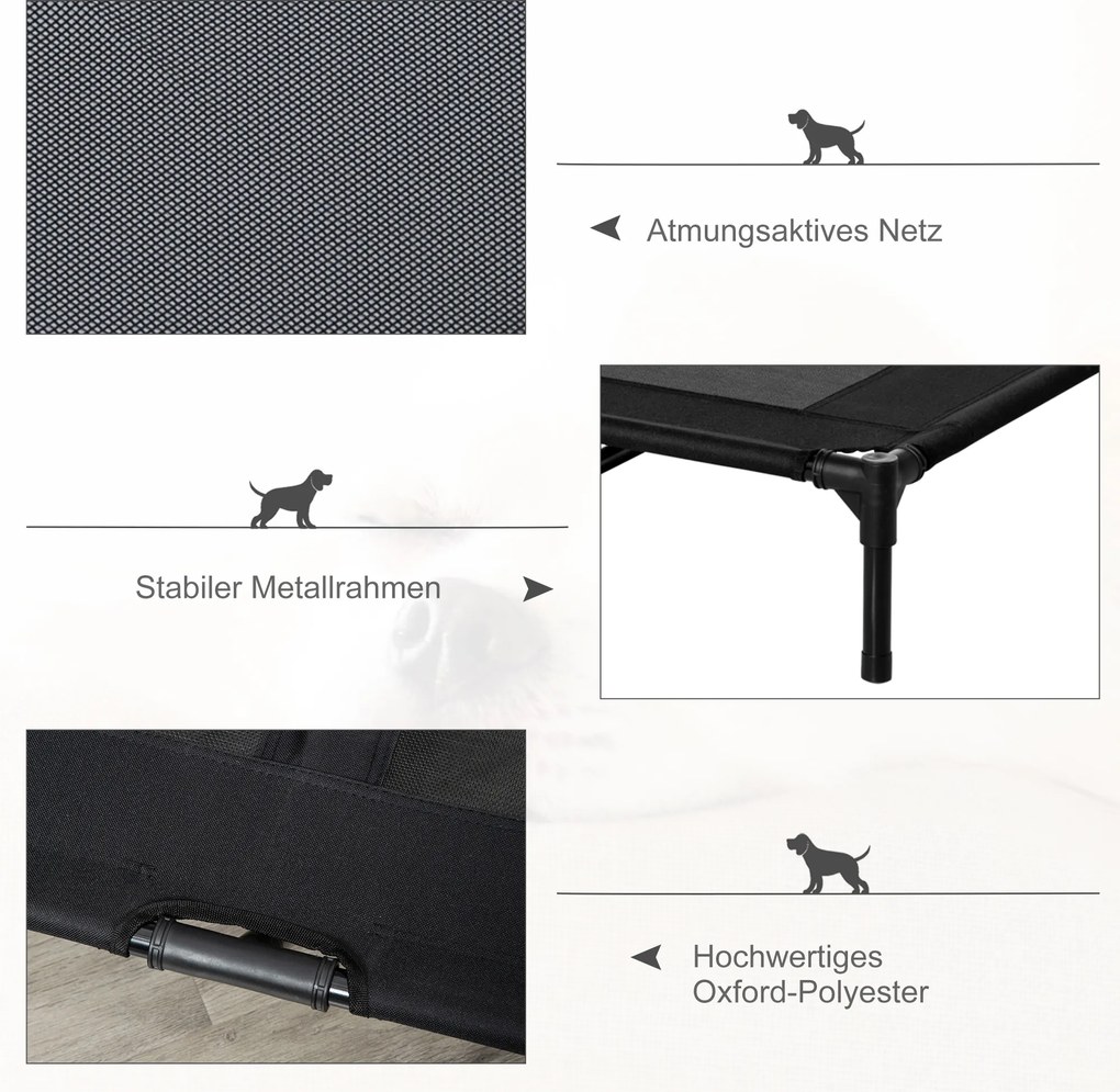 PawHut Lezak dla psow na zewnatrz sofa dla zwierzat miejsce do spania wygodne i trwale szare i czarne | Aosom PL