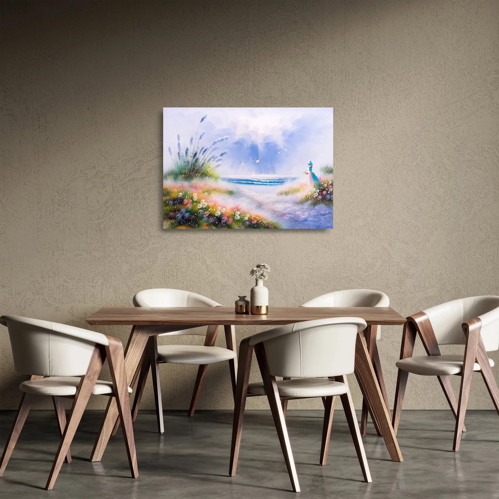 Obraz na szkle - Romantyczna plaża, obraz olejny (70x50 cm)